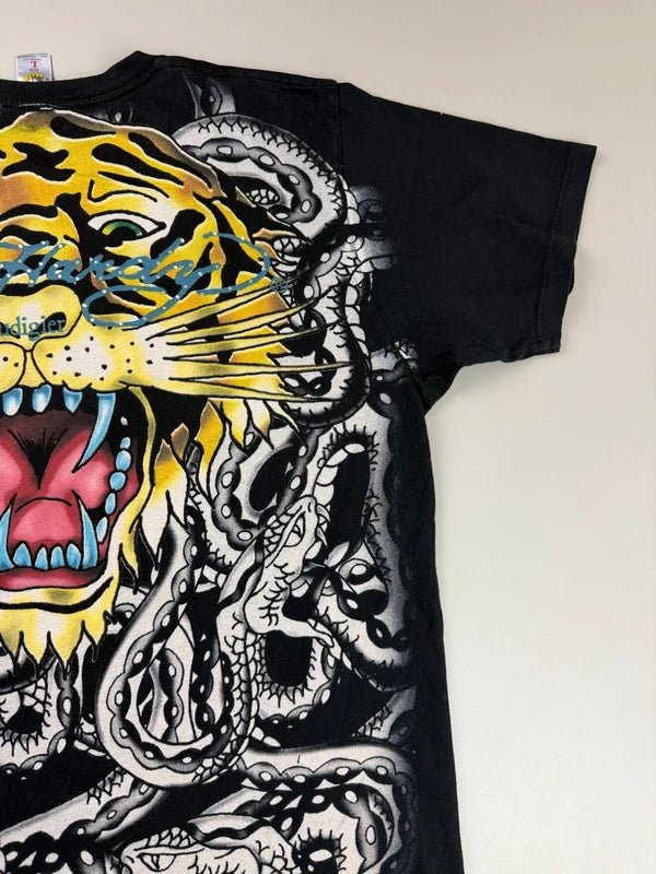 Ed Hardy by Christian Audigier Archive "Tattoo Tiger" Graphic Tee - Black / Rhinestone