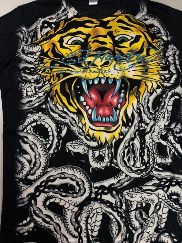 Ed Hardy by Christian Audigier Archive "Tattoo Tiger" Graphic Tee - Black / Rhinestone - Past Pieces