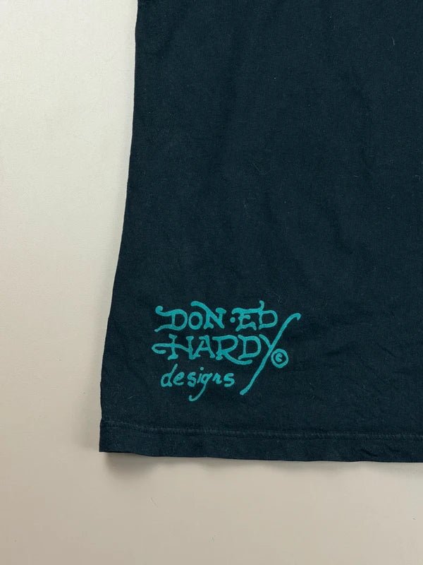 Ed Hardy by Christian Audigier "Dead or Alive" Flaming Horse Tee – Teal Logo - Past Pieces