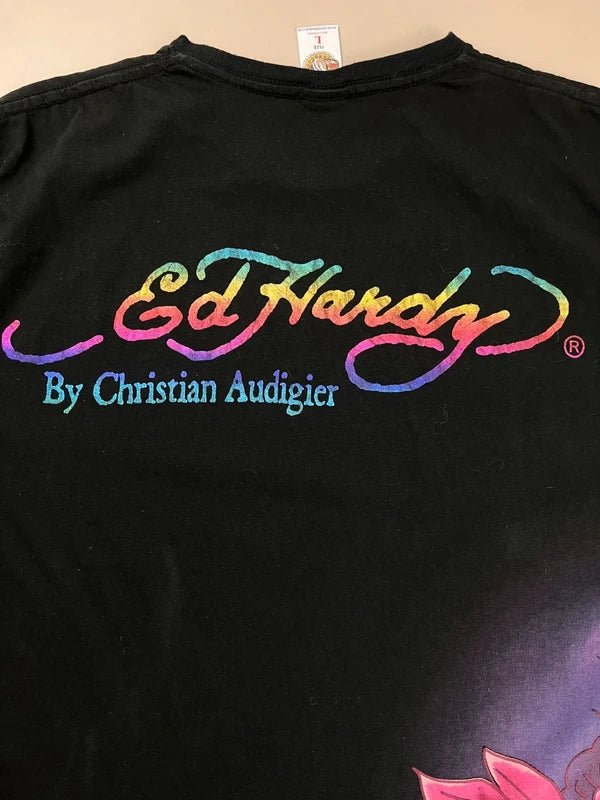 Ed Hardy by Christian Audigier "Death or Glory" Skull Tee - Cyber Y2K Rainbow - Past Pieces