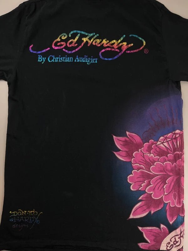 Ed Hardy by Christian Audigier "Death or Glory" Skull Tee - Cyber Y2K Rainbow - Past Pieces