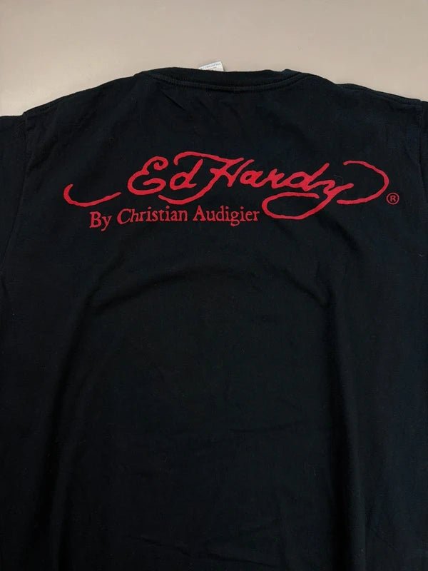 Ed Hardy by Christian Audigier "Eagle Anchor" Tattoo Tee - Black Studded - Past Pieces