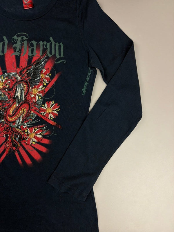 Ed Hardy by Christian Audigier "Studded Snake" Top - Black