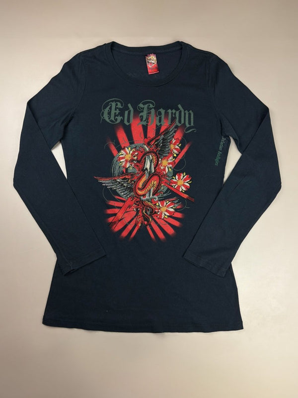 Ed Hardy by Christian Audigier "Studded Snake" Top - Black