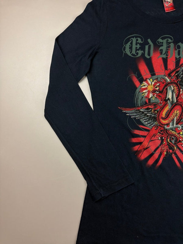 Ed Hardy by Christian Audigier "Studded Snake" Top - Black