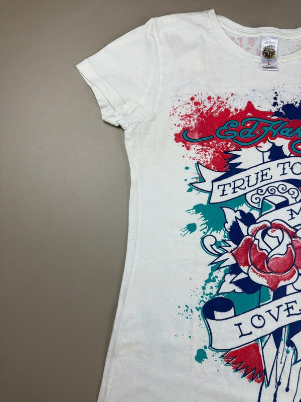 Ed Hardy by Christian Audigier "True to my Love" Tee - White