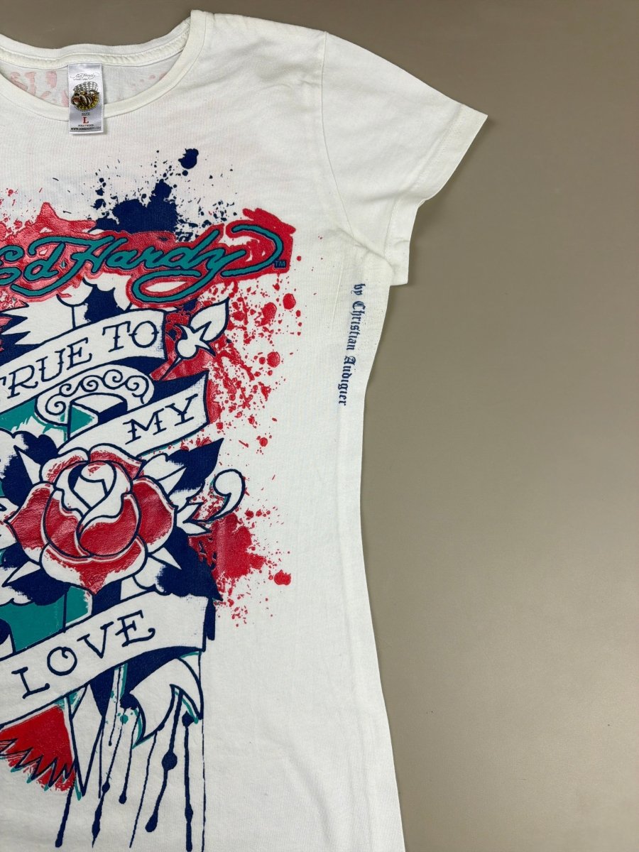 Ed Hardy by Christian Audigier "True to my Love" Tee - White - Past Pieces