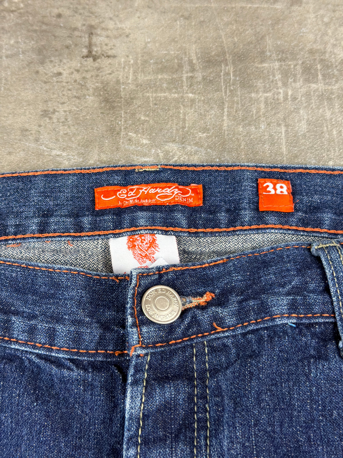 Ed Hardy by Christian Audigier Y2K Baggy Dragon & Snake Embroidered Denim - Washed Blue - Past Pieces