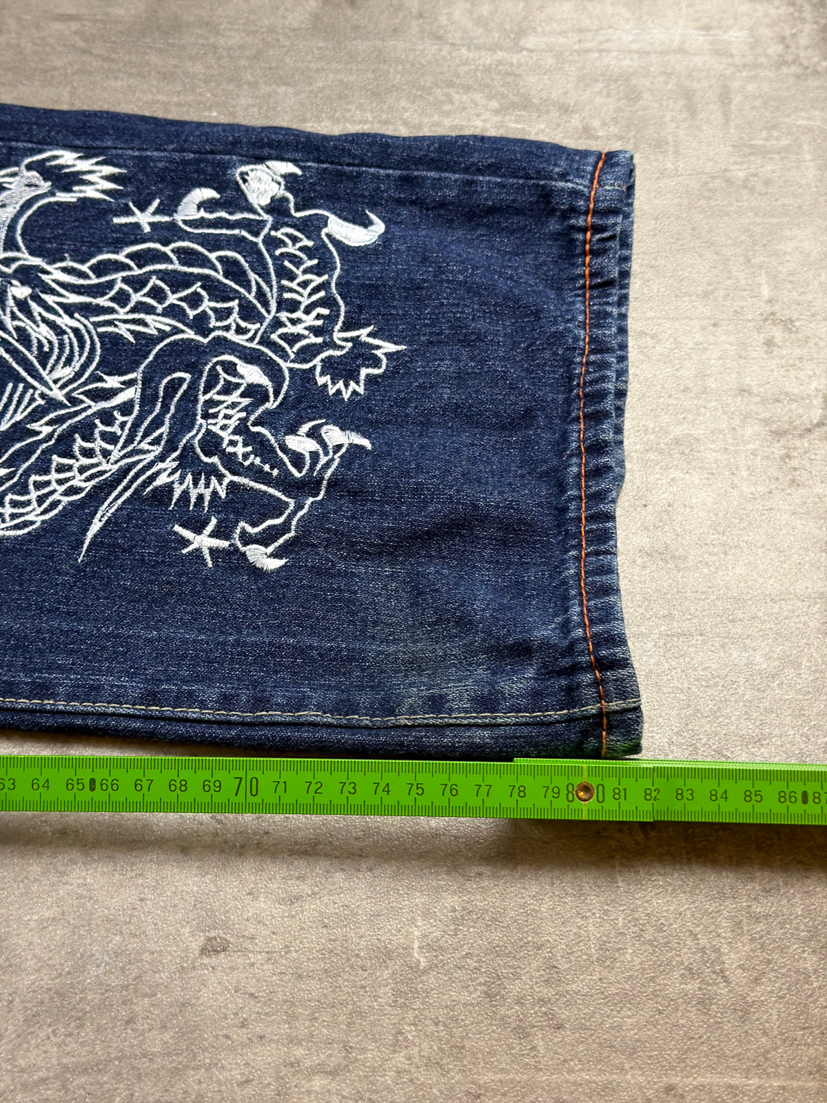 Ed Hardy by Christian Audigier Y2K Baggy Dragon & Snake Embroidered Denim - Washed Blue – Ansicht 16