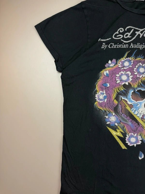 Ed Hardy Christian Audigier Archive "Lightning Skull" Graphic Tee - Black