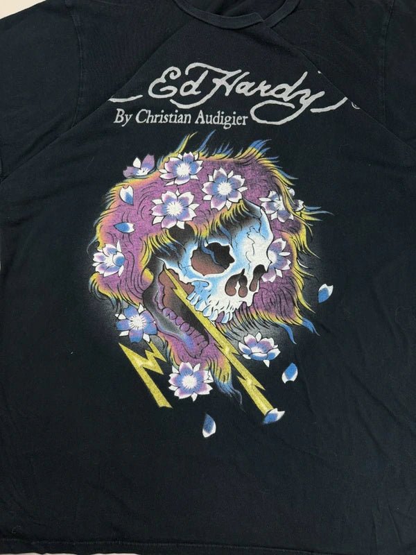 Ed Hardy Christian Audigier Archive "Lightning Skull" Graphic Tee - Black