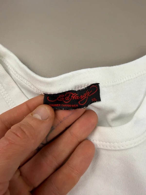 Ed Hardy "Revolver" Tattoo Graphic Tee - White/Red - Past Pieces