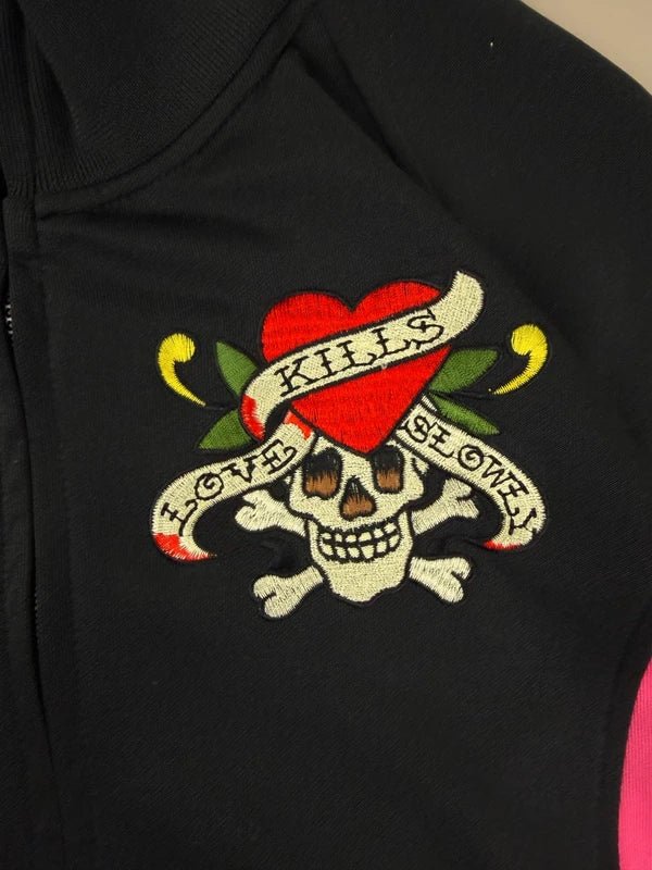 Ed Hardy Sport Archive "Love Kills Slowly" Track Jacket - Cyber Pink & Black Skull - Past Pieces
