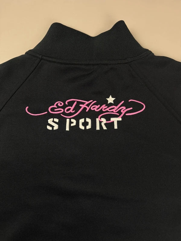 Ed Hardy Sport Archive "Love Kills Slowly" Track Jacket - Cyber Pink & Black Skull - Past Pieces