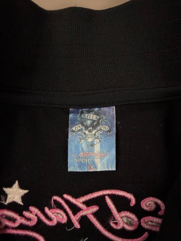 Ed Hardy Sport Archive "Love Kills Slowly" Track Jacket - Cyber Pink & Black Skull - Past Pieces