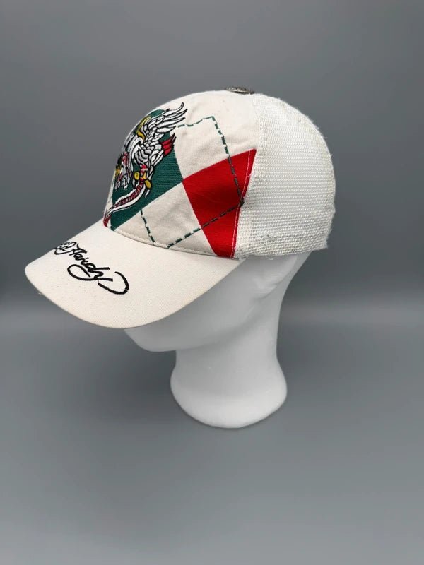 Ed Hardy "Vintage Tattoo Wear" Argyle Eagle Trucker Cap - White/Multicolor