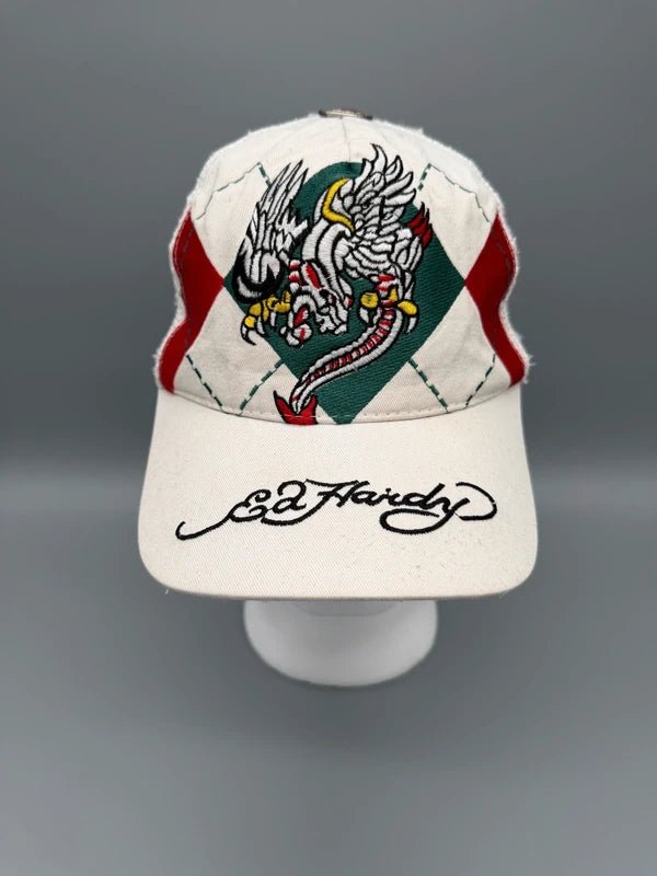 Ed Hardy "Vintage Tattoo Wear" Argyle Eagle Trucker Cap - White/Multicolor