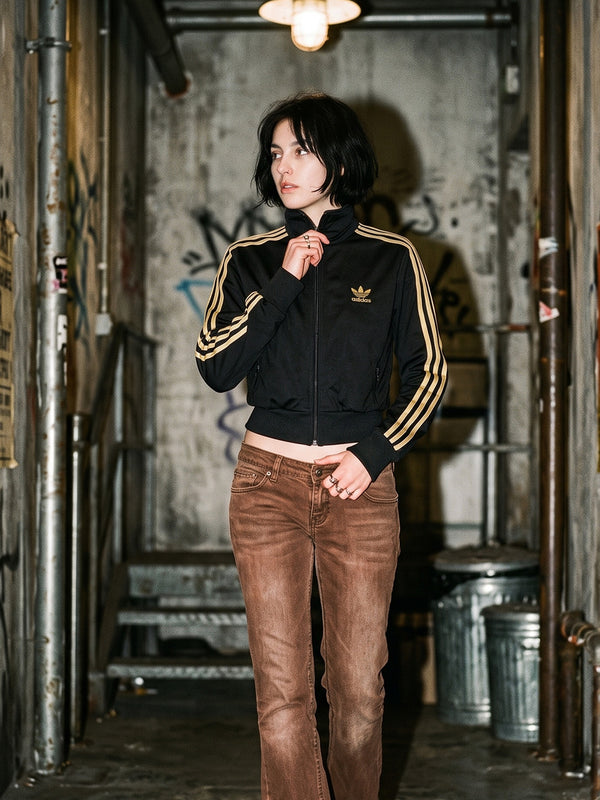 Adidas Vintage "Firebird" Trackjacket - Black / Gold Metallic