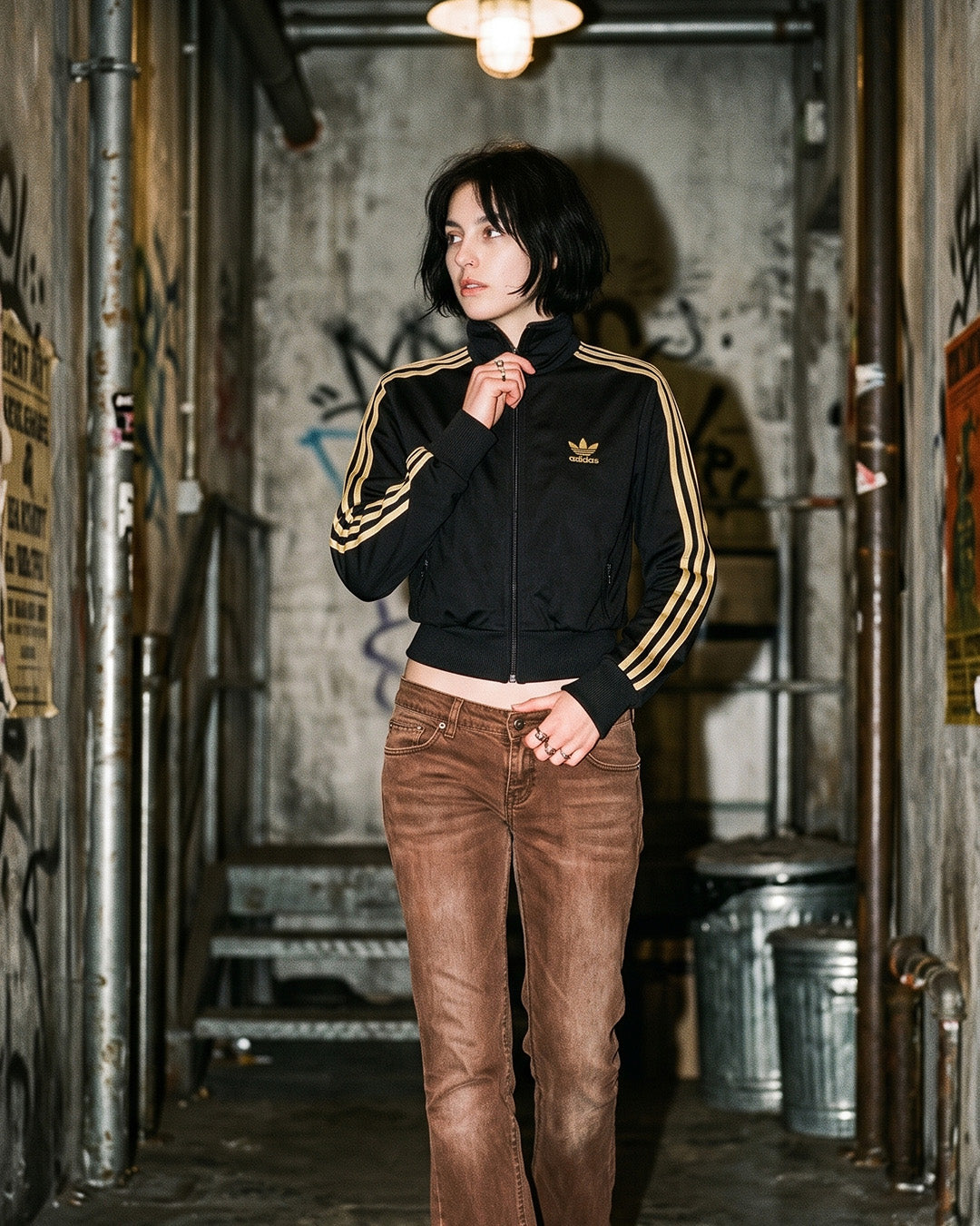 Adidas Vintage "Firebird" Trackjacket - Black / Gold Metallic