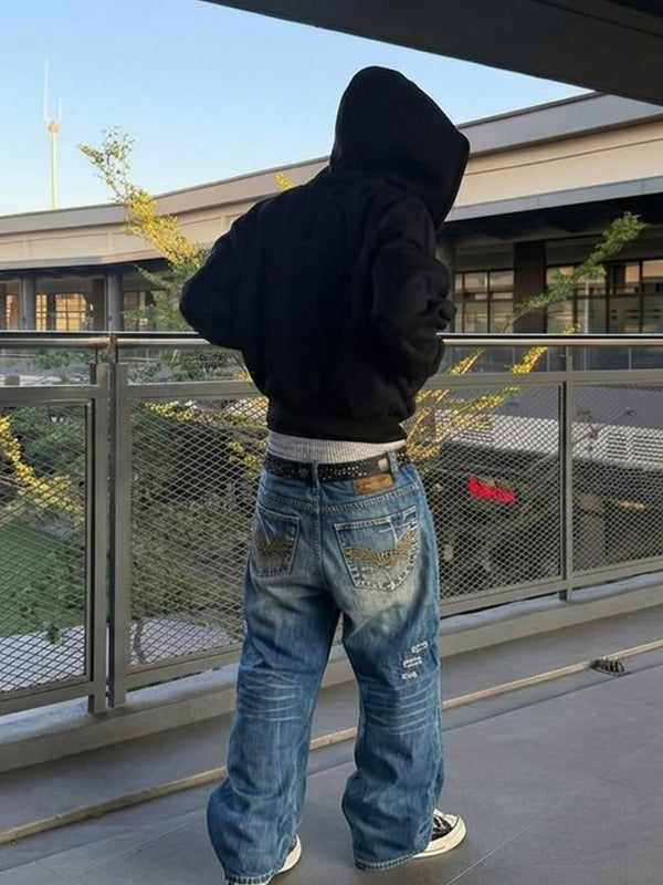 Osaka Big Train Archive "Great Wave" Distressed Denim - Camo Patchwork Blue