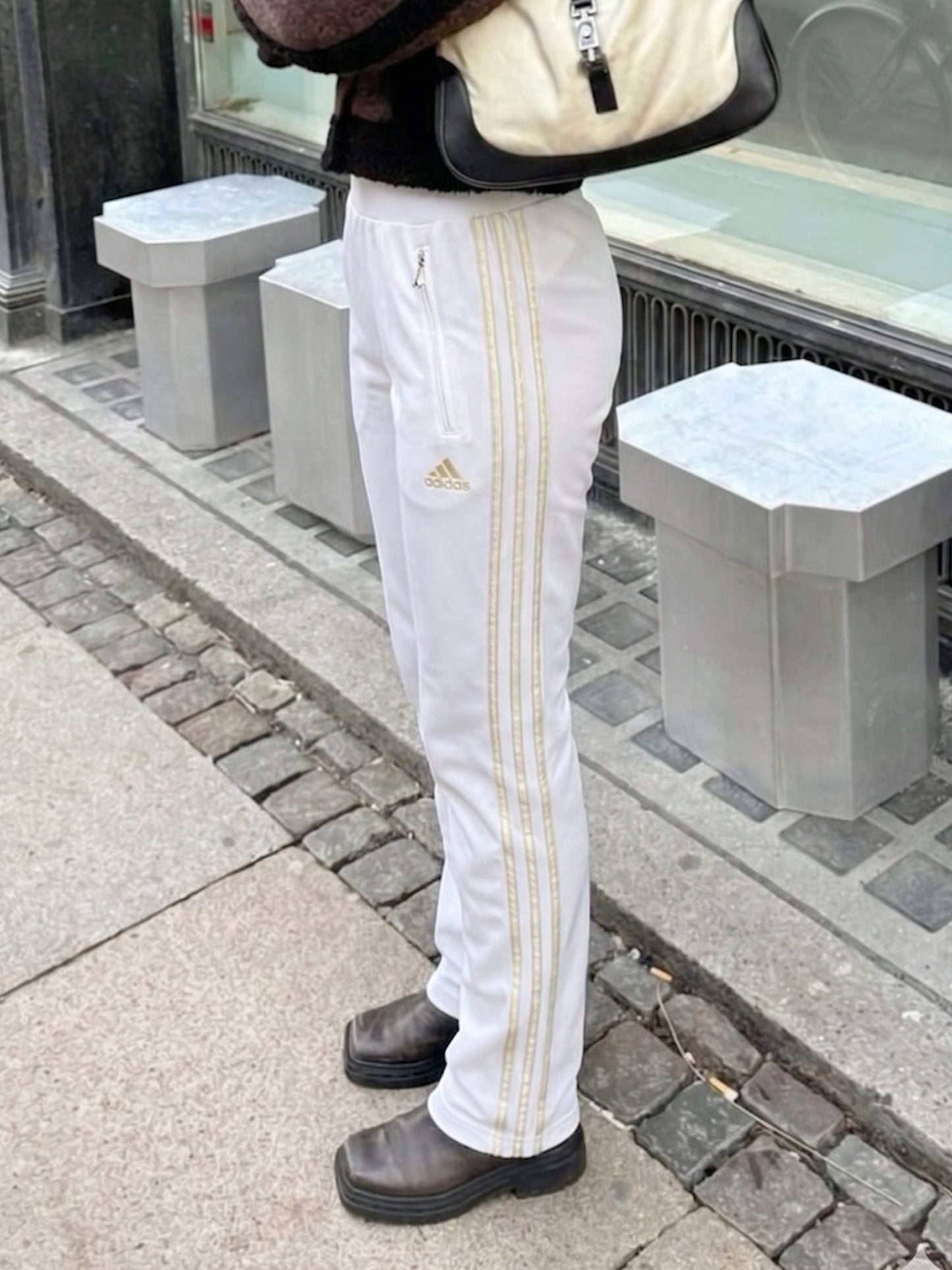 Adidas Y2K "Golden Stripes" Trackpants - White / Gold