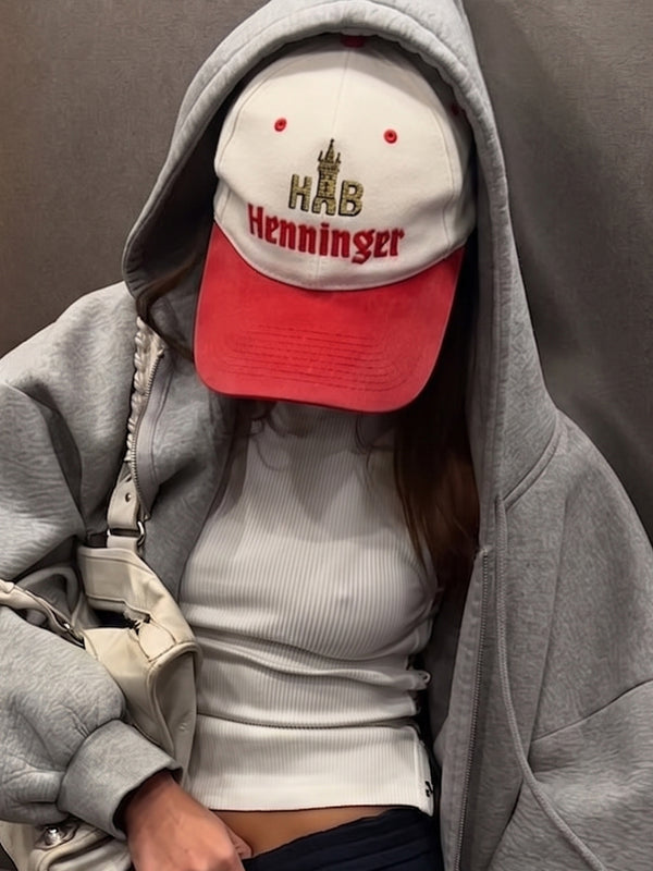Vintage Henninger Beer "Hrb" Corporate Cap – Red / Off-White Block