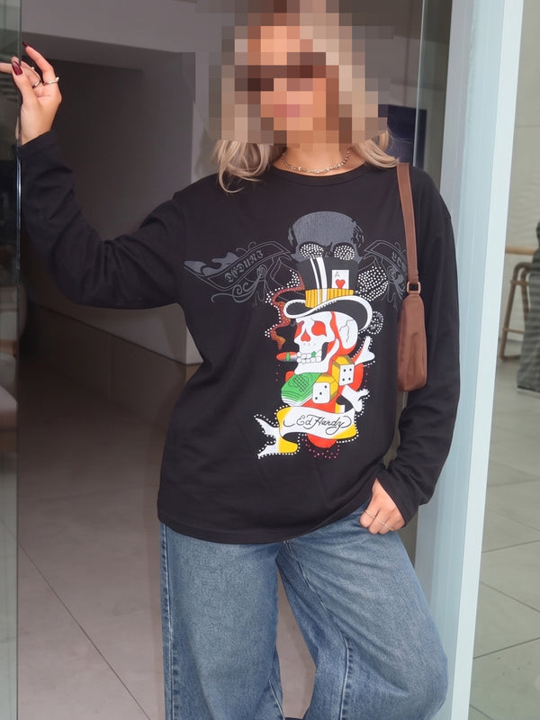 Ed Hardy by Christian Audigier Archive "Gambler Skull" Longsleeve - All Black