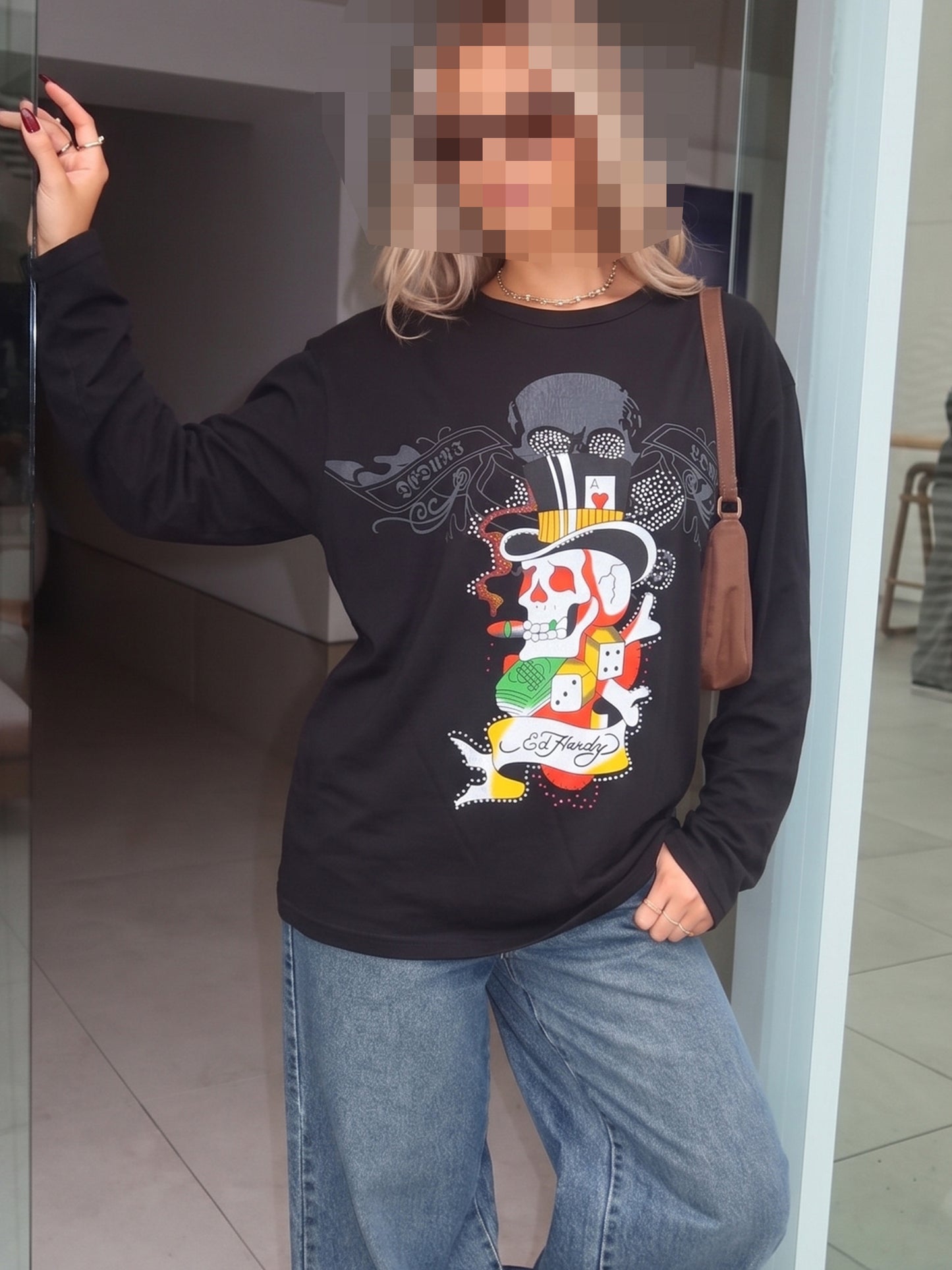 Ed Hardy by Christian Audigier Archive "Gambler Skull" Longsleeve - All Black