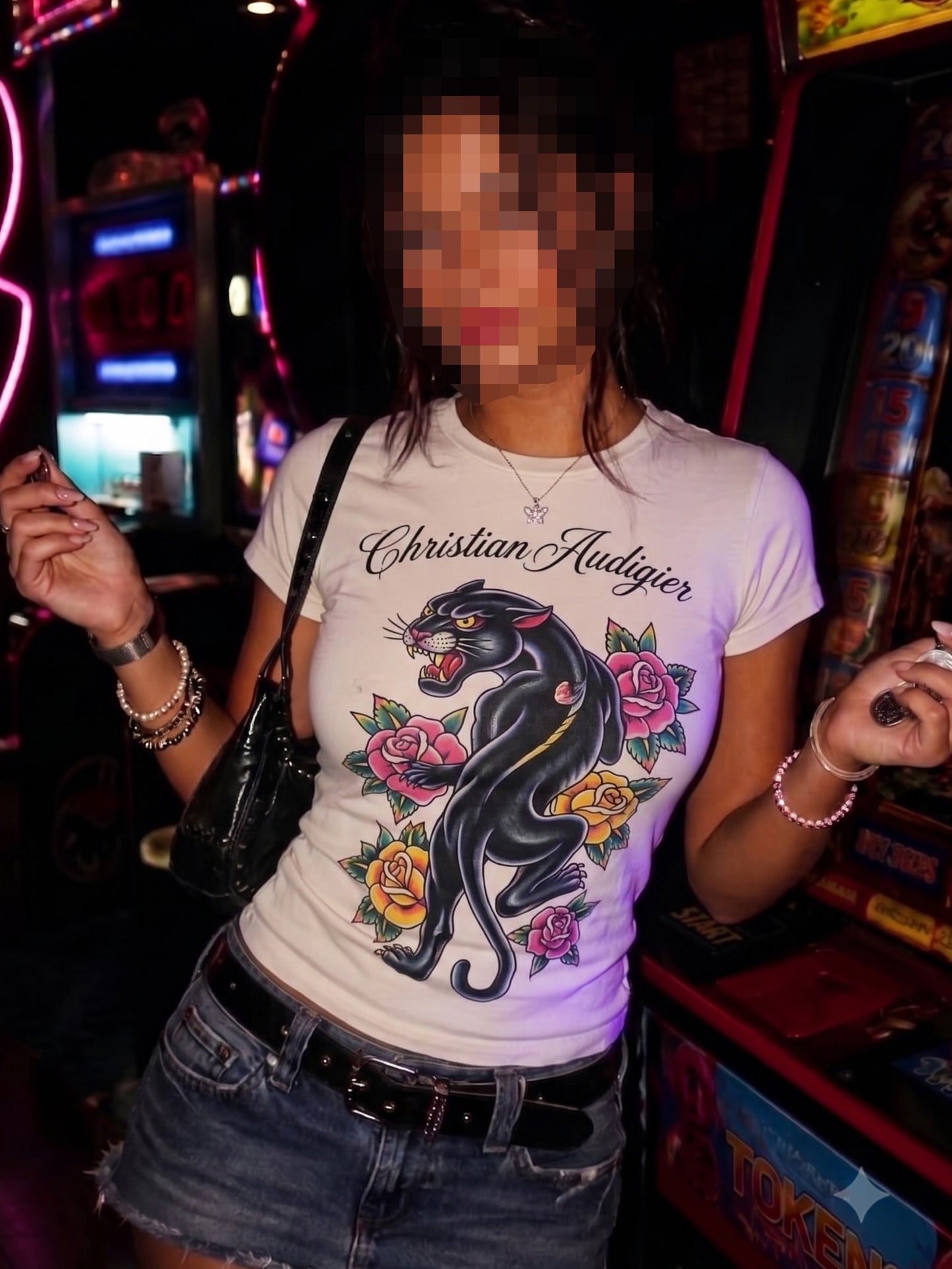 Christian Audigier Archive "Panther Rose" Tee - Ed Hardy Y2K Vibe