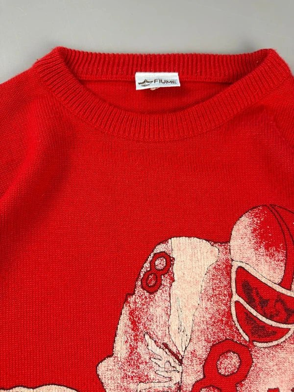 Fiume Archive "Quarterback" Knit Sweater - Fire Red