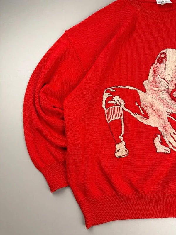Fiume Archive "Quarterback" Knit Sweater - Fire Red