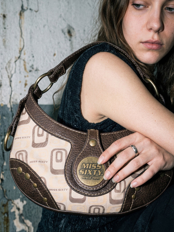 Miss Sixty Monogram Canvas Mini Bag - Brown / Beige