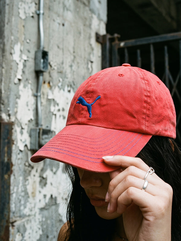 Vintage Puma Logo Embroidery Cap - Red / Blue