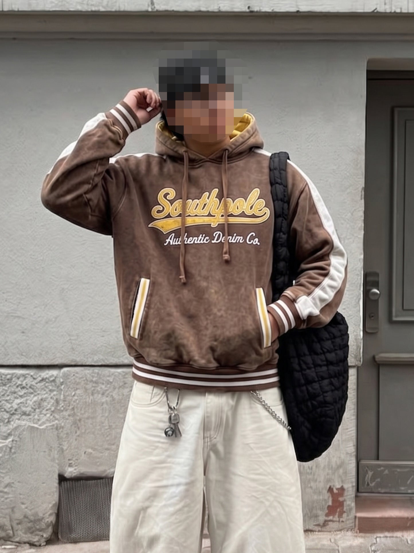 Southpole Archive "Authentic Denim Co." Hoodie - Brown / Yellow