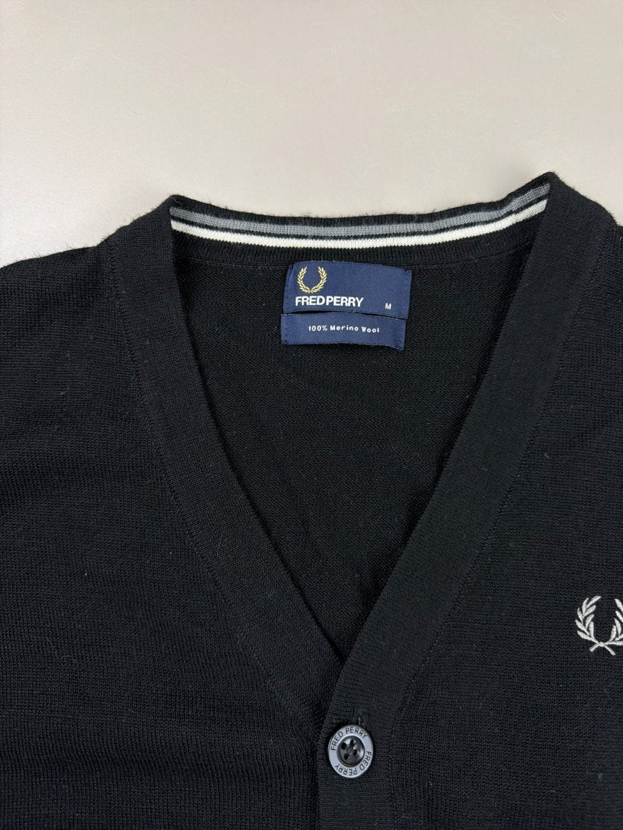 Fred Perry Classic Merino Cardigan - All Black - Past Pieces