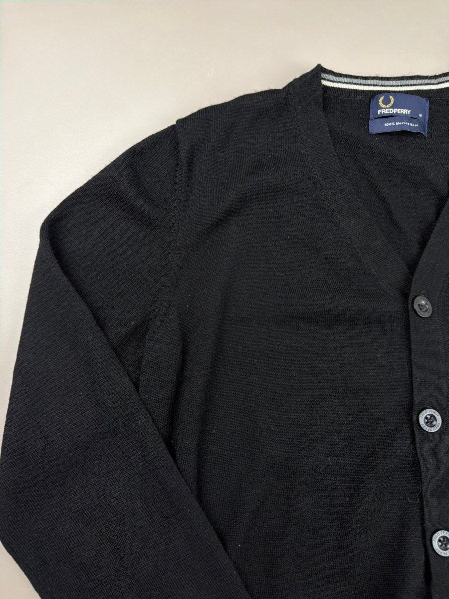 Fred Perry Classic Merino Cardigan - All Black - Past Pieces