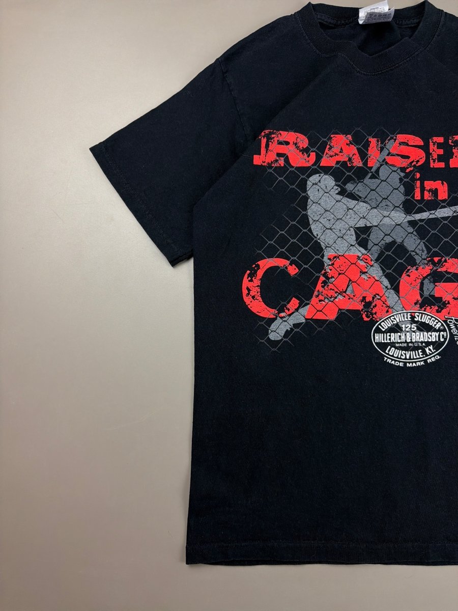 Fruit of the Loom "Raised in a Cage" Graphic Tee - Black Red - Past Pieces