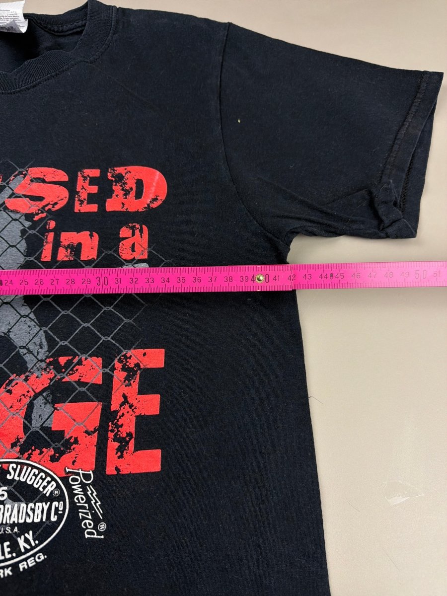Fruit of the Loom "Raised in a Cage" Graphic Tee - Black Red - Past Pieces