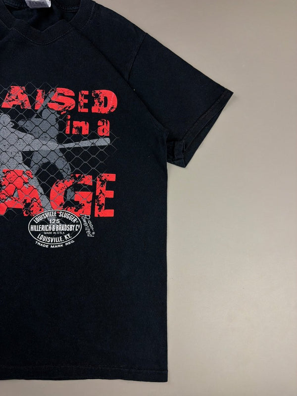 Fruit of the Loom "Raised in a Cage" Graphic Tee - Black Red
