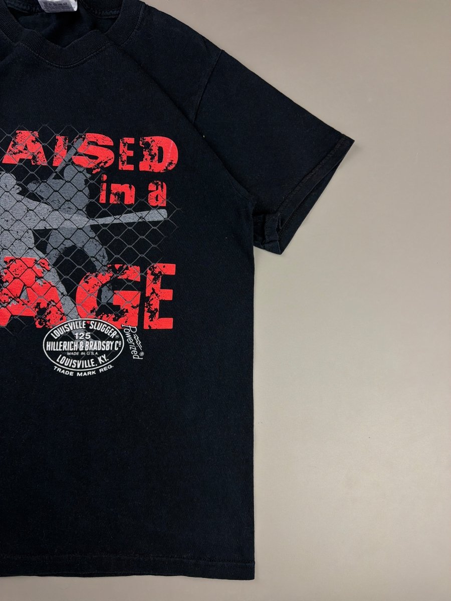 Fruit of the Loom "Raised in a Cage" Graphic Tee - Black Red - Past Pieces