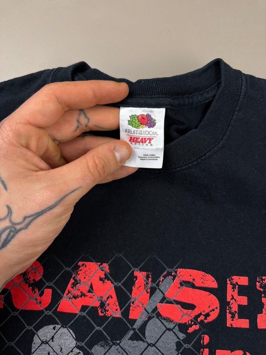 Fruit of the Loom "Raised in a Cage" Graphic Tee - Black Red - Past Pieces