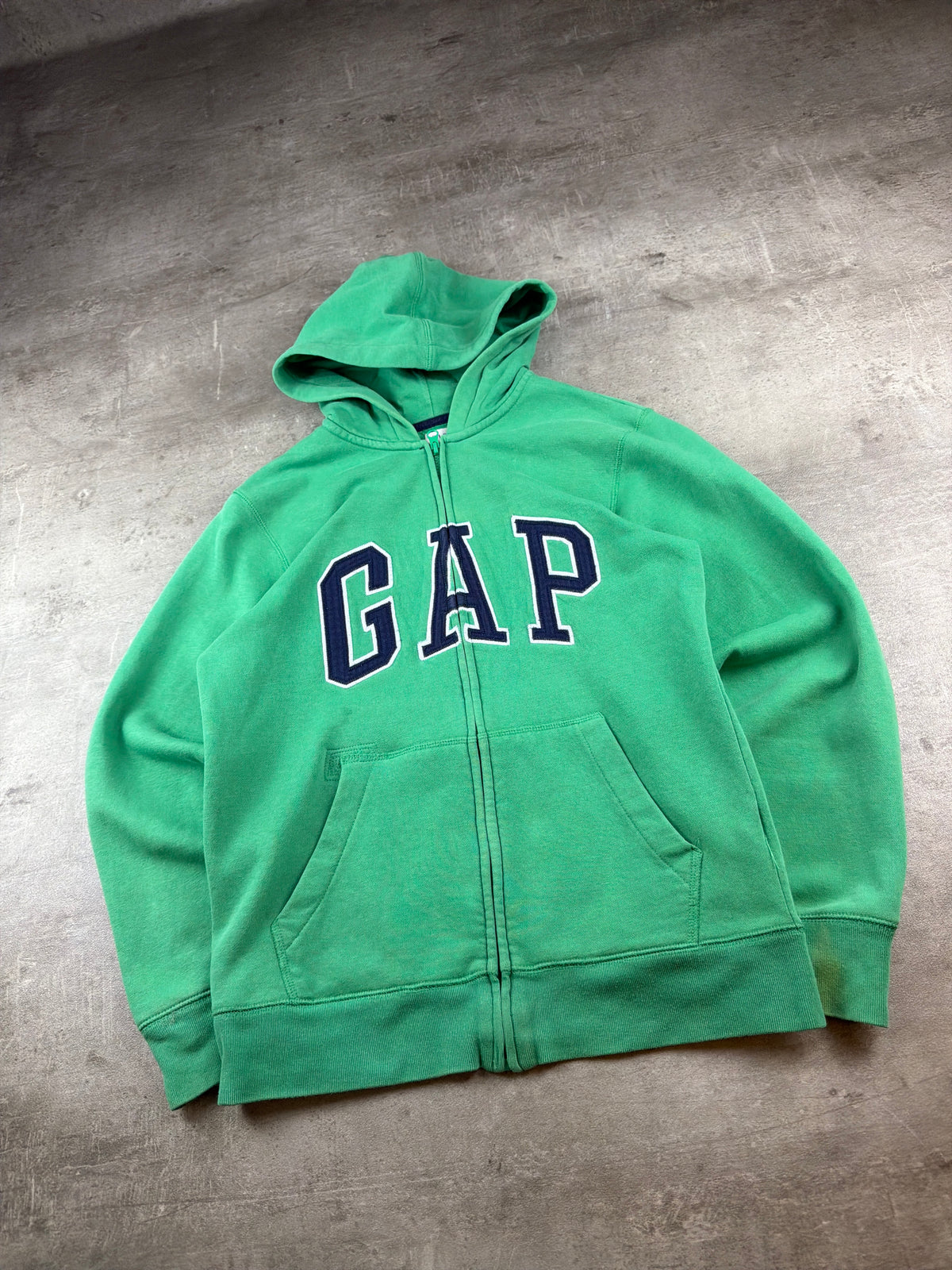 Gap Arch Logo Zip Hoodie - Green / Navy Blue Y2K Streetwear – Ansicht 2
