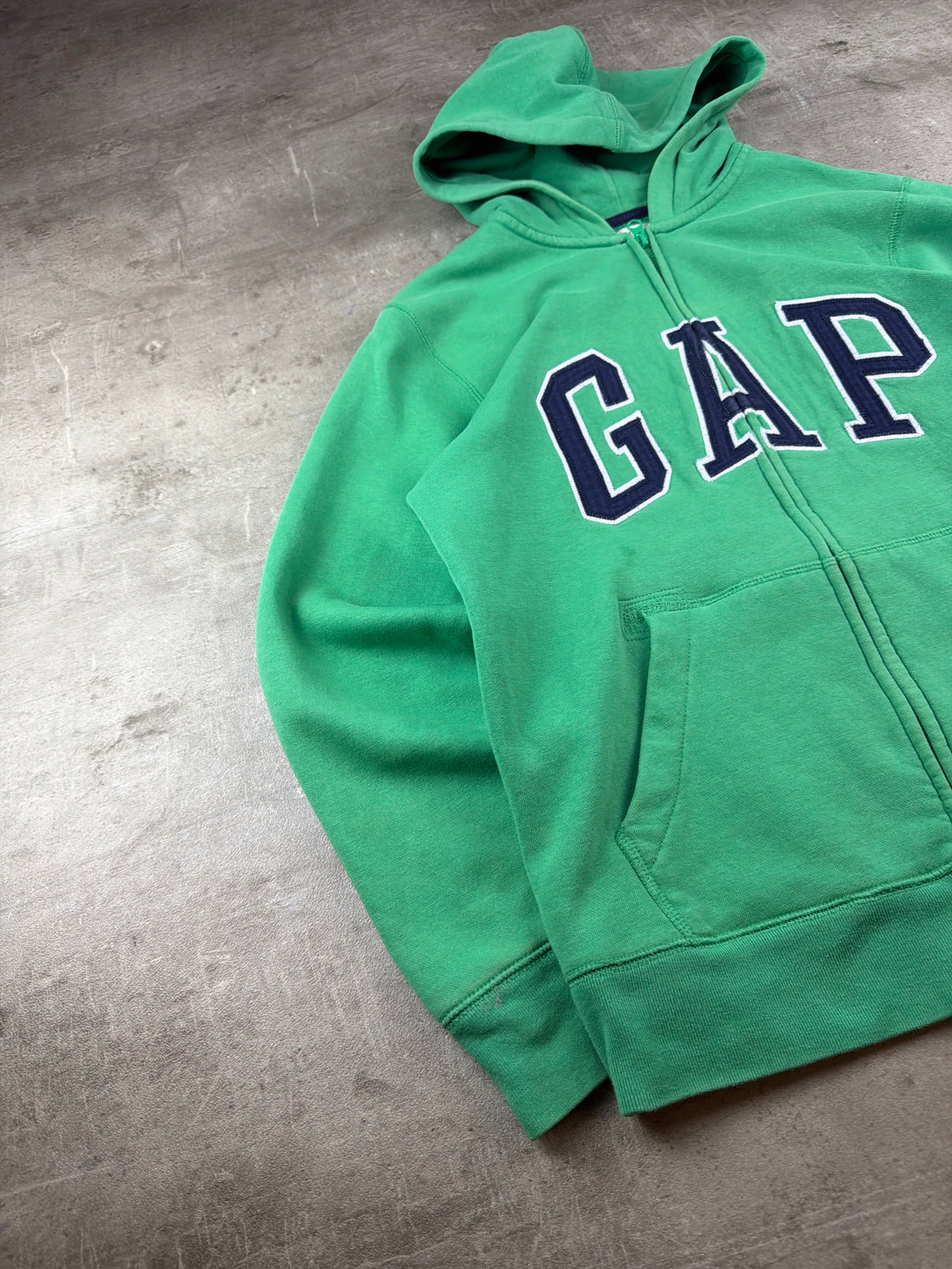 Gap Arch Logo Zip Hoodie - Green / Navy Blue Y2K Streetwear – Ansicht 3