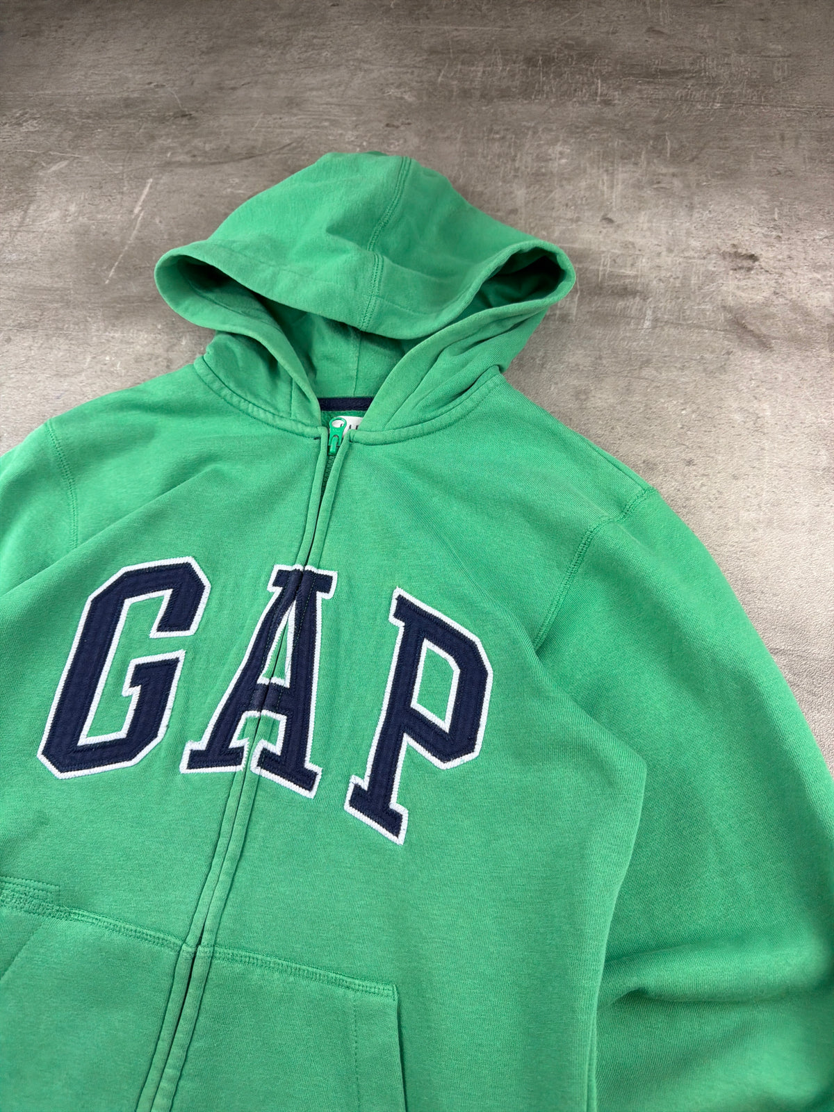 Gap Arch Logo Zip Hoodie - Green / Navy Blue Y2K Streetwear – Ansicht 5