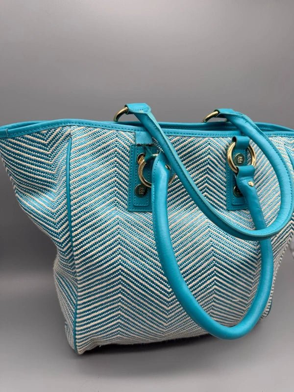 George Gina & Lucy Archive "H'OLLY" Shopper Bag - Teal Chevron - Past Pieces
