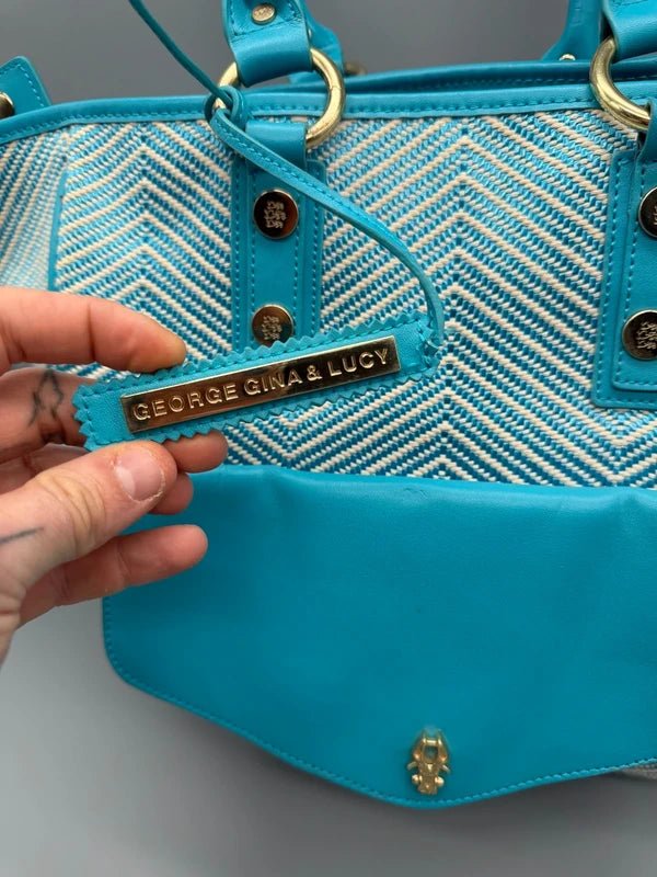 George Gina & Lucy Archive "H'OLLY" Shopper Bag - Teal Chevron - Past Pieces