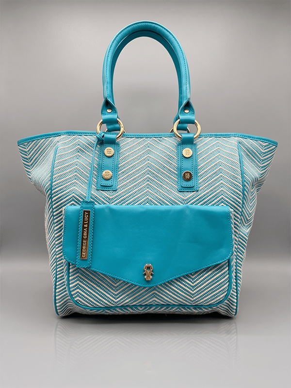 George Gina & Lucy Archive "H'OLLY" Shopper Bag - Teal Chevron