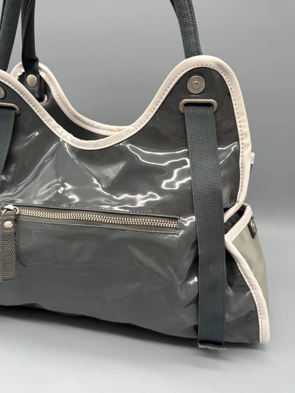 George Gina & Lucy Archive "Petty Coat" Shoulder Bag - Charcoal Grey Patent - Past Pieces
