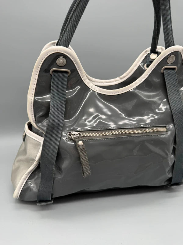 George Gina & Lucy Archive "Petty Coat" Shoulder Bag - Charcoal Grey Patent - Past Pieces