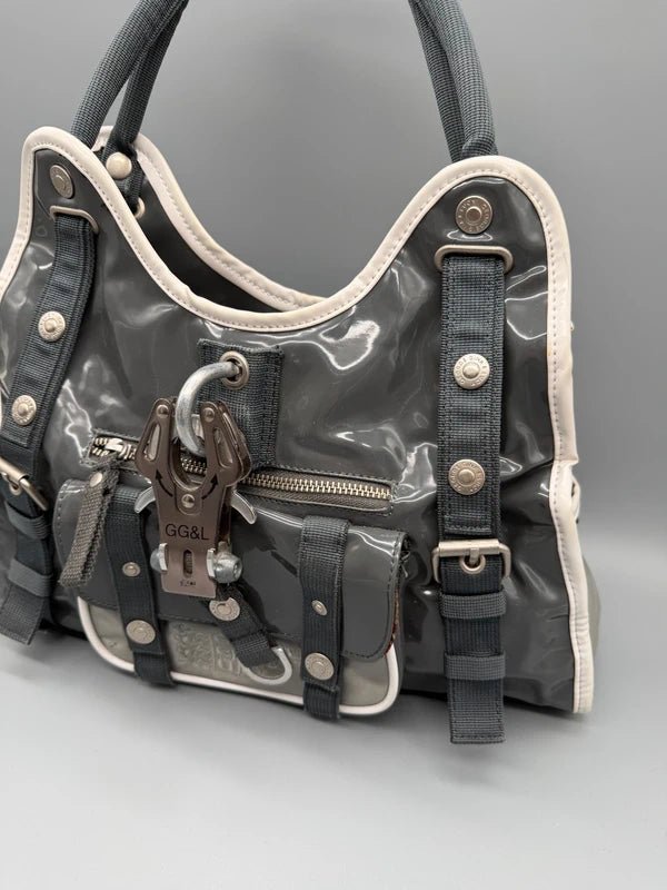 George Gina & Lucy Archive "Petty Coat" Shoulder Bag - Charcoal Grey Patent